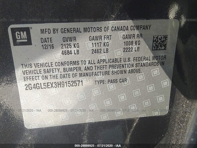 Photo 8 VIN: 2G4GL5EX3H9152571 - BUICK REGAL 