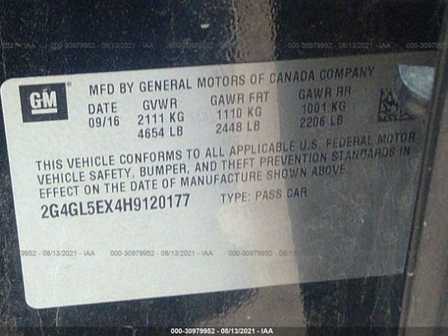 Photo 8 VIN: 2G4GL5EX4H9120177 - BUICK REGAL 