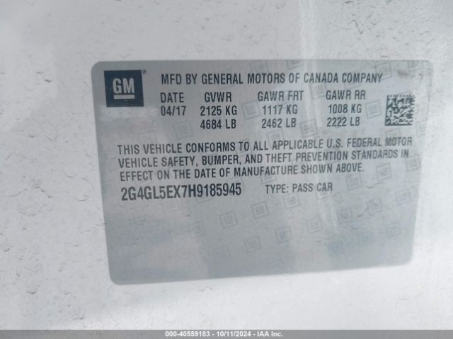 Photo 8 VIN: 2G4GL5EX7H9185945 - BUICK REGAL 