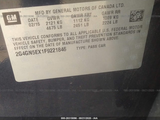 Photo 8 VIN: 2G4GN5EX1F9221846 - BUICK REGAL 