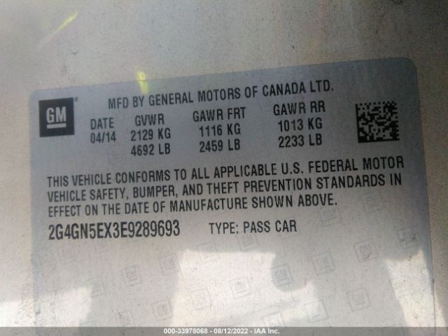 Photo 8 VIN: 2G4GN5EX3E9289693 - BUICK REGAL 