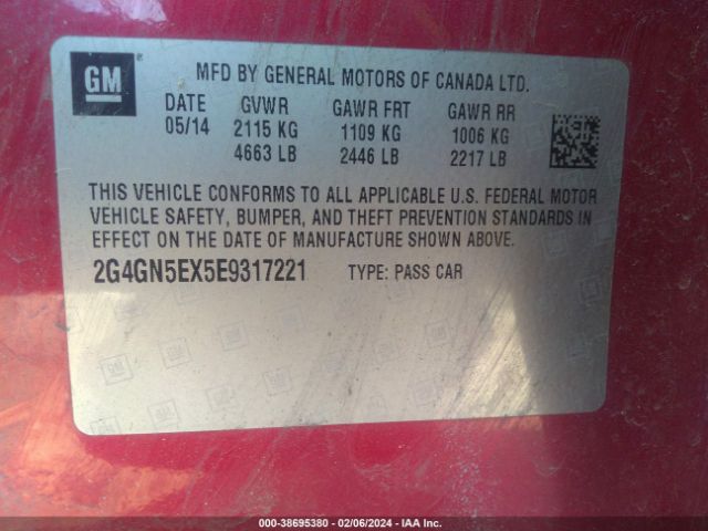 Photo 8 VIN: 2G4GN5EX5E9317221 - BUICK REGAL 