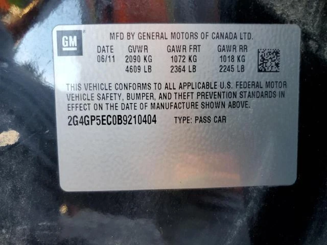 Photo 11 VIN: 2G4GP5EC0B9210404 - BUICK REGAL CXL 