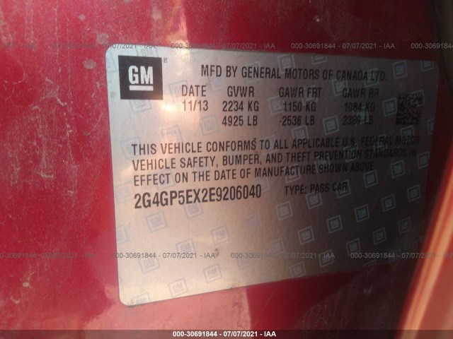 Photo 8 VIN: 2G4GP5EX2E9206040 - BUICK REGAL 