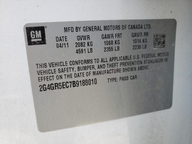 Photo 9 VIN: 2G4GR5EC7B9188010 - BUICK REGAL CXL 