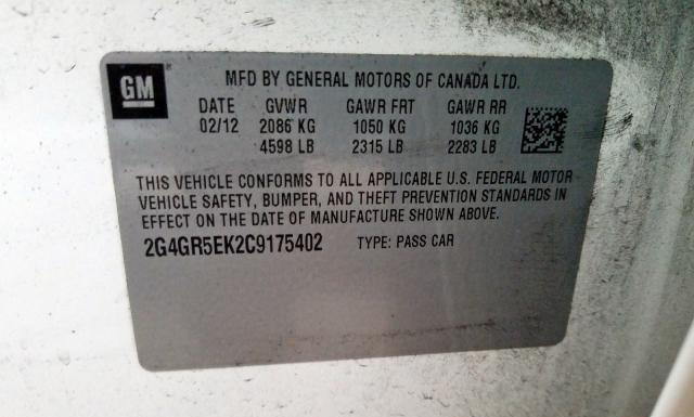 Photo 9 VIN: 2G4GR5EK2C9175402 - BUICK REGAL 