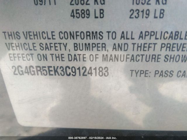 Photo 8 VIN: 2G4GR5EK3C9124183 - BUICK REGAL 