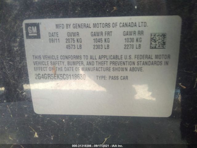 Photo 8 VIN: 2G4GR5EK5C9118630 - BUICK REGAL 