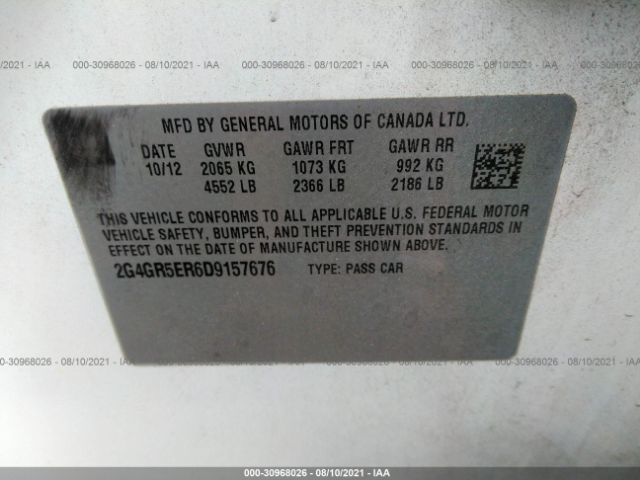 Photo 8 VIN: 2G4GR5ER6D9157676 - BUICK REGAL 