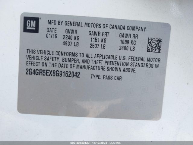 Photo 8 VIN: 2G4GR5EX8G9162042 - BUICK REGAL 