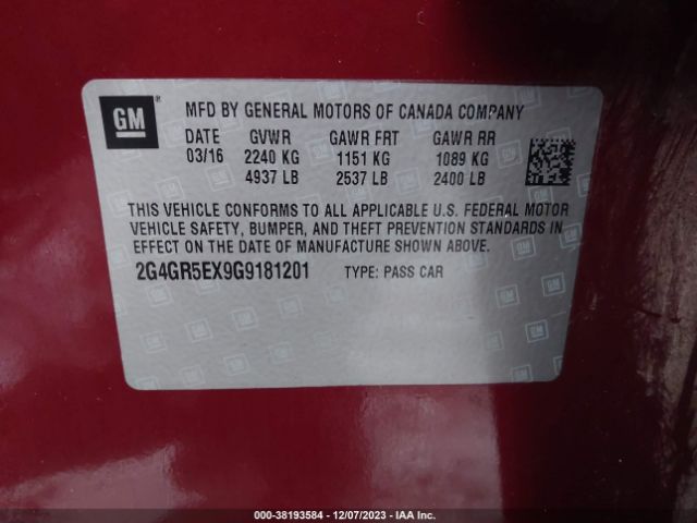 Photo 8 VIN: 2G4GR5EX9G9181201 - BUICK REGAL 