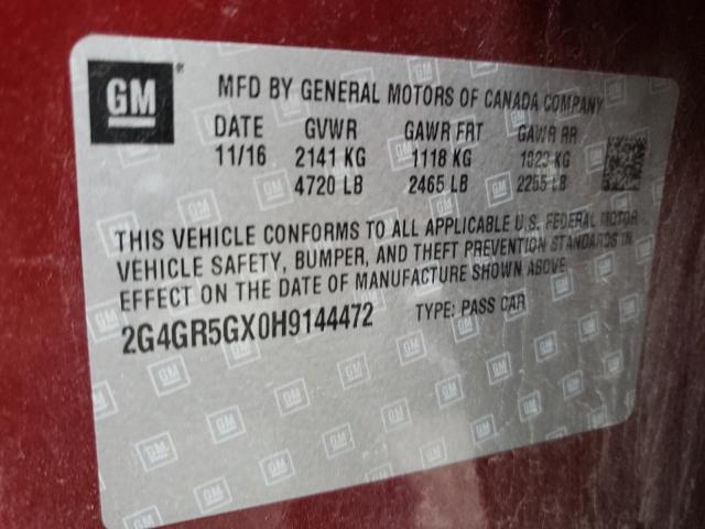 Photo 9 VIN: 2G4GR5GX0H9144472 - BUICK REGAL PREM 