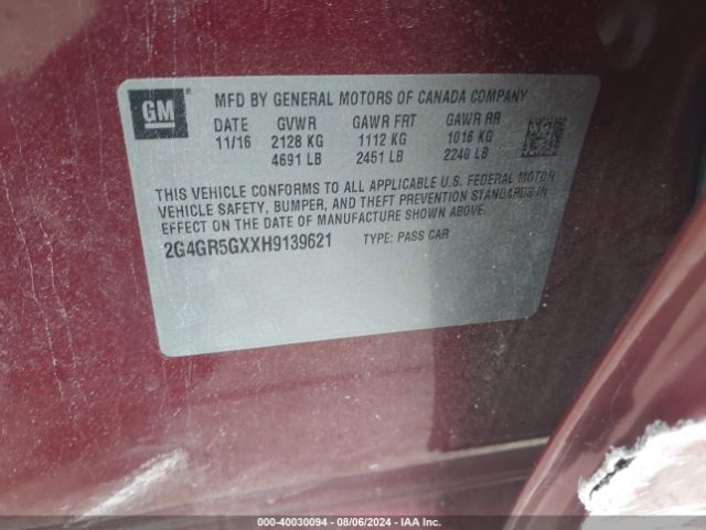 Photo 8 VIN: 2G4GR5GXXH9139621 - BUICK REGAL 