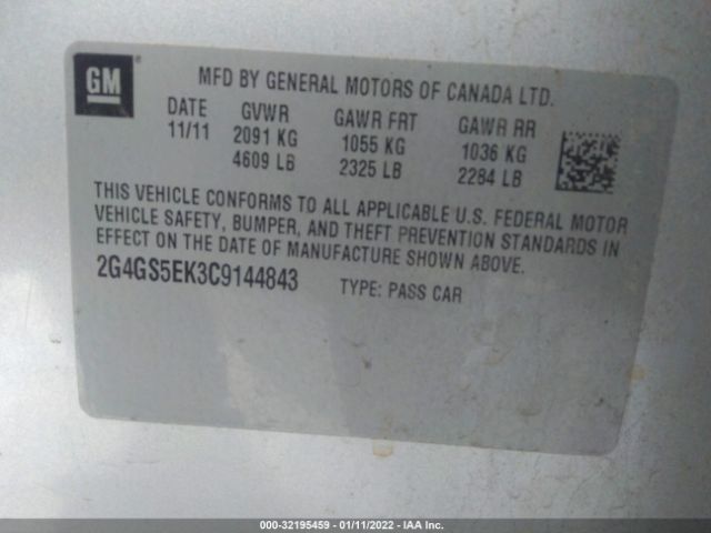 Photo 8 VIN: 2G4GS5EK3C9144843 - BUICK REGAL 