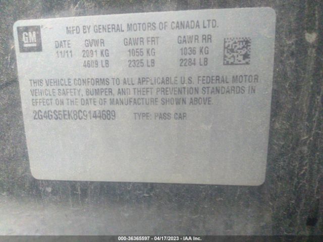 Photo 8 VIN: 2G4GS5EK8C9144689 - BUICK REGAL 