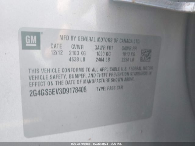 Photo 8 VIN: 2G4GS5EV3D9178406 - BUICK REGAL 