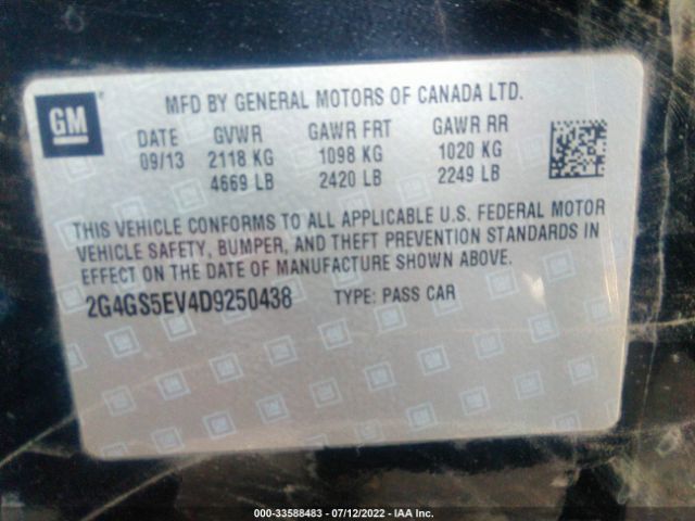 Photo 8 VIN: 2G4GS5EV4D9250438 - BUICK REGAL 