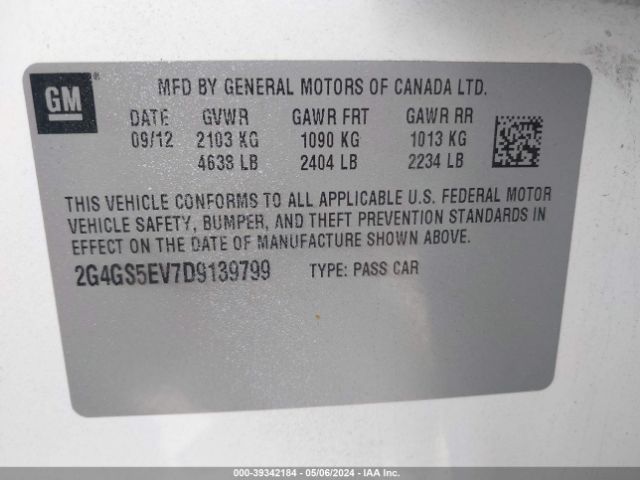 Photo 8 VIN: 2G4GS5EV7D9139799 - BUICK REGAL 