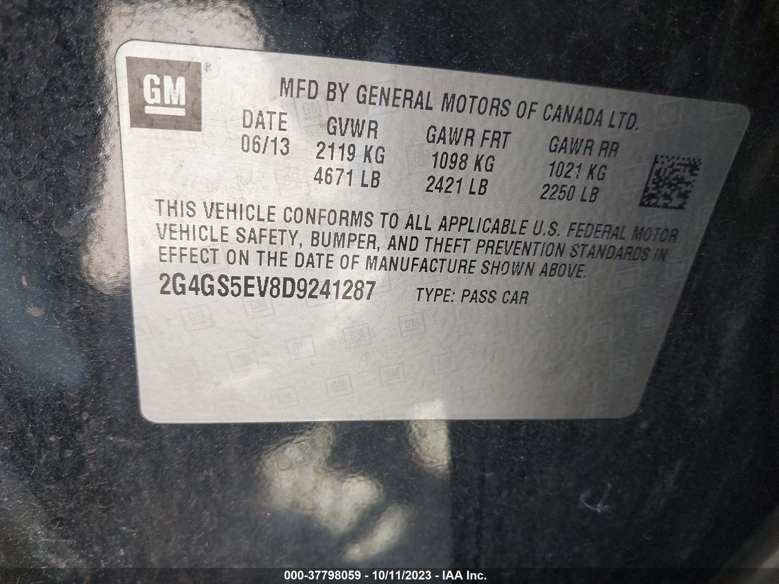 Photo 8 VIN: 2G4GS5EV8D9241287 - BUICK REGAL 