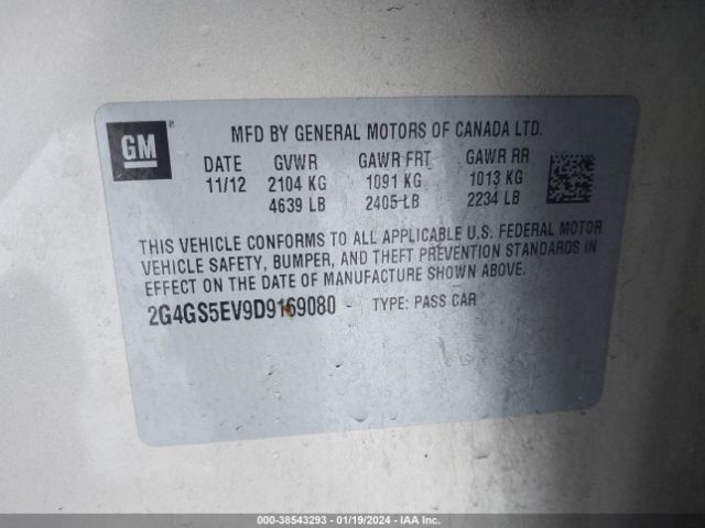 Photo 8 VIN: 2G4GS5EV9D9169080 - BUICK REGAL 