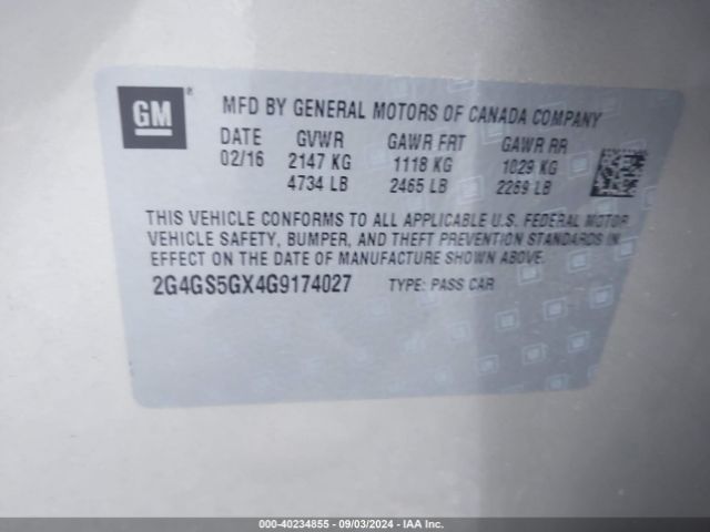 Photo 8 VIN: 2G4GS5GX4G9174027 - BUICK REGAL 