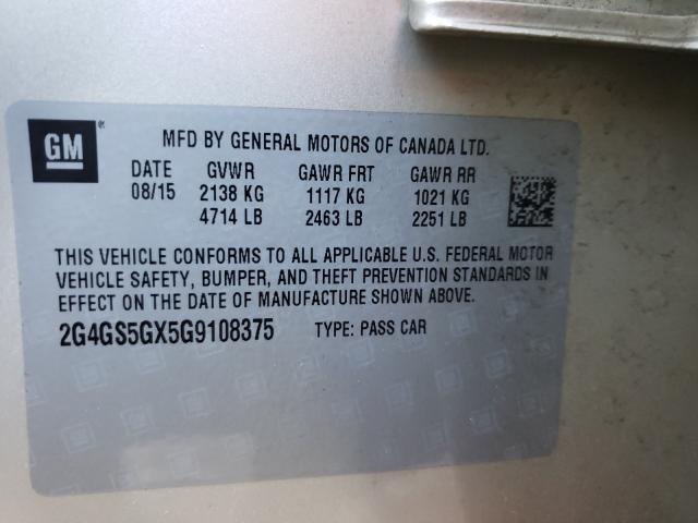 Photo 9 VIN: 2G4GS5GX5G9108375 - BUICK REGAL PREM 