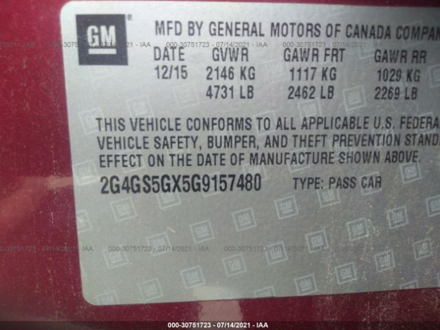 Photo 8 VIN: 2G4GS5GX5G9157480 - BUICK REGAL 