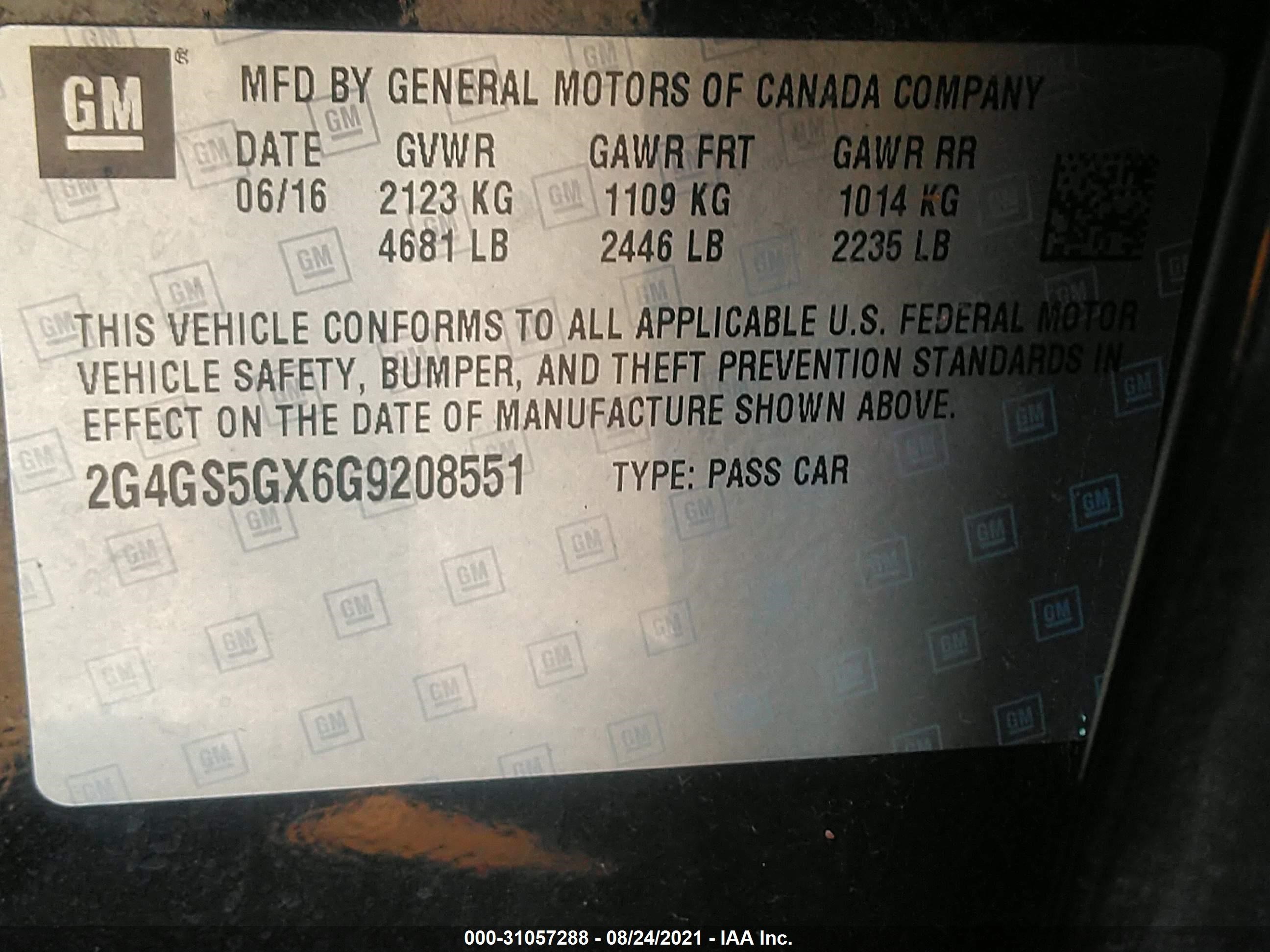 Photo 8 VIN: 2G4GS5GX6G9208551 - BUICK REGAL 