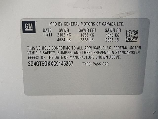 Photo 8 VIN: 2G4GT5GKXC9145367 - BUICK REGAL 