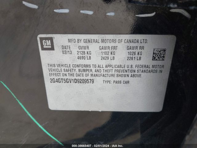 Photo 8 VIN: 2G4GT5GV1D9209579 - BUICK REGAL 