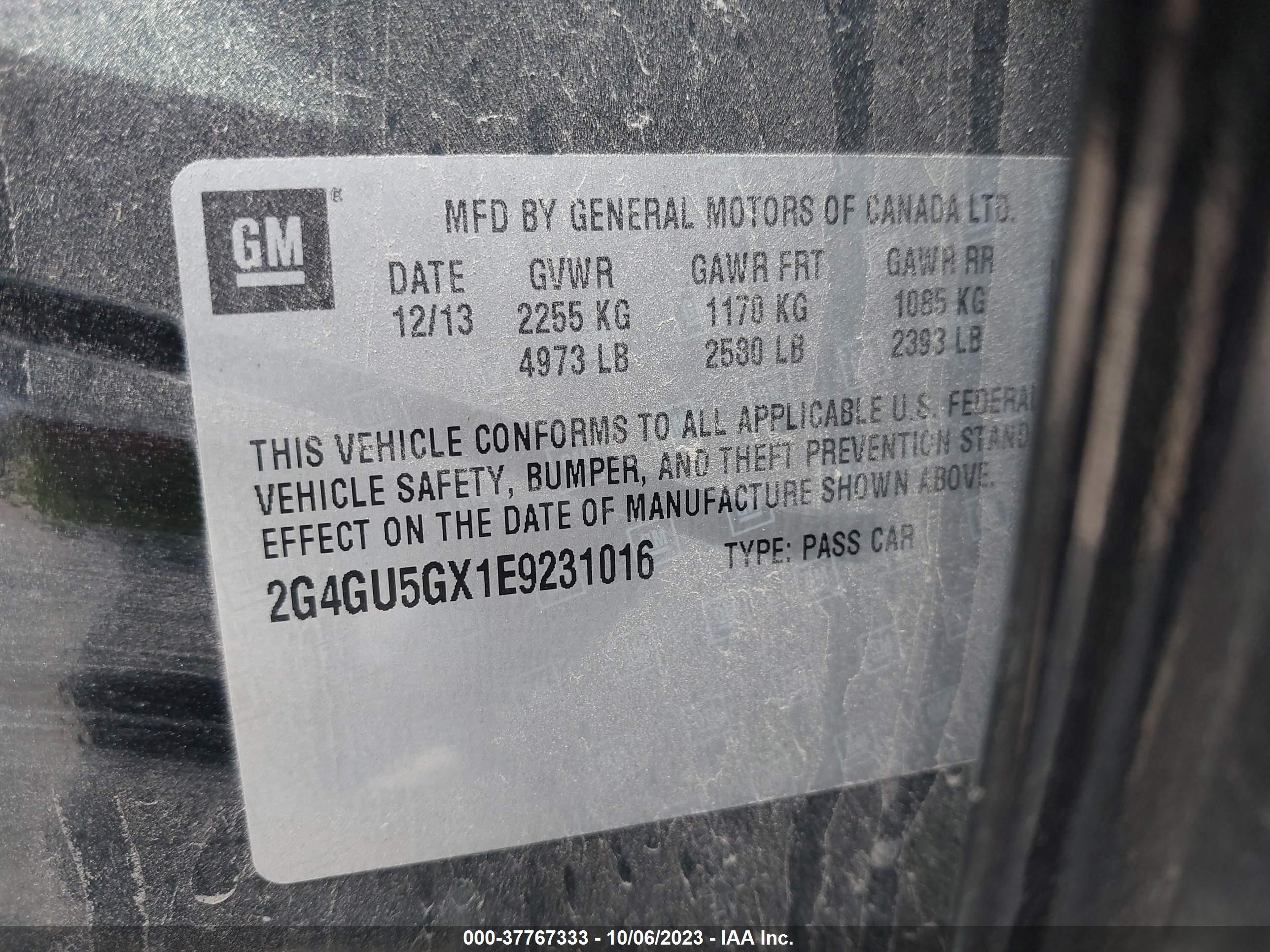 Photo 8 VIN: 2G4GU5GX1E9231016 - BUICK REGAL 