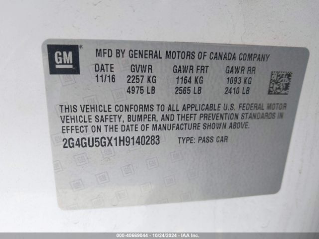 Photo 8 VIN: 2G4GU5GX1H9140283 - BUICK REGAL 