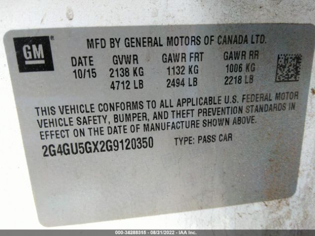 Photo 8 VIN: 2G4GU5GX2G9120350 - BUICK REGAL 