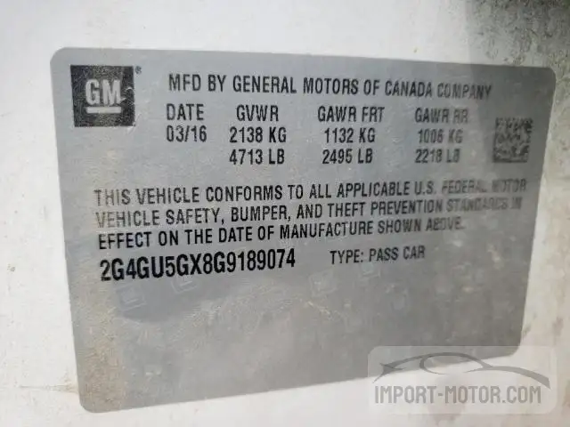 Photo 11 VIN: 2G4GU5GX8G9189074 - BUICK REGAL 