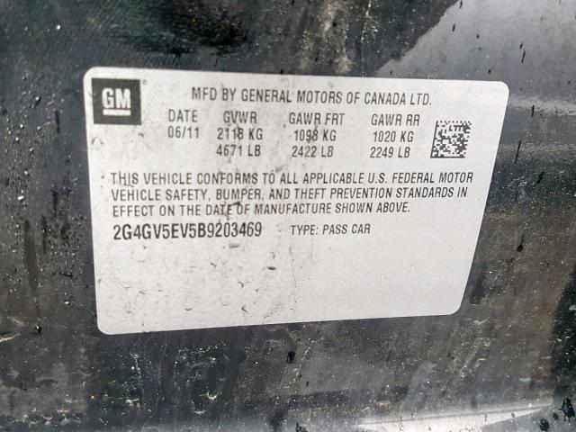 Photo 9 VIN: 2G4GV5EV5B9203469 - BUICK REGAL CXL 