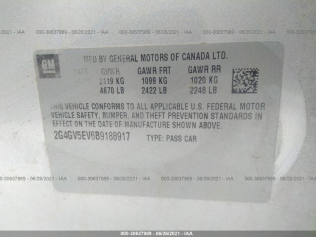 Photo 8 VIN: 2G4GV5EV6B9188917 - BUICK REGAL 