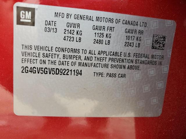 Photo 11 VIN: 2G4GV5GV5D9221194 - BUICK REGAL GS 