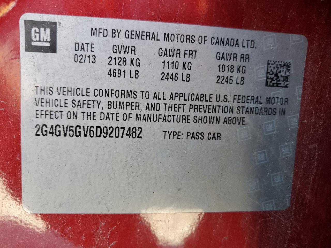 Photo 11 VIN: 2G4GV5GV6D9207482 - BUICK REGAL 