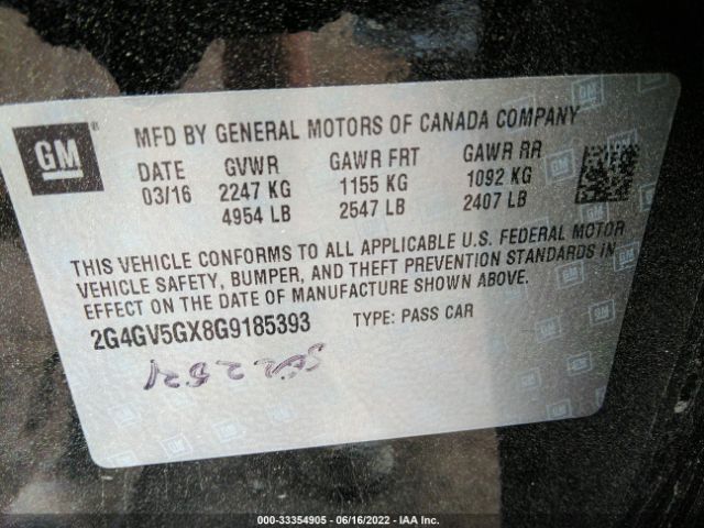 Photo 8 VIN: 2G4GV5GX8G9185393 - BUICK REGAL 