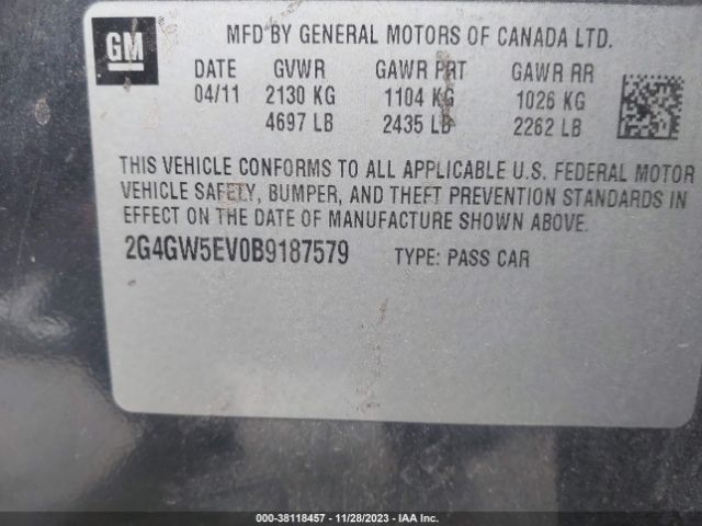 Photo 8 VIN: 2G4GW5EV0B9187579 - BUICK REGAL 