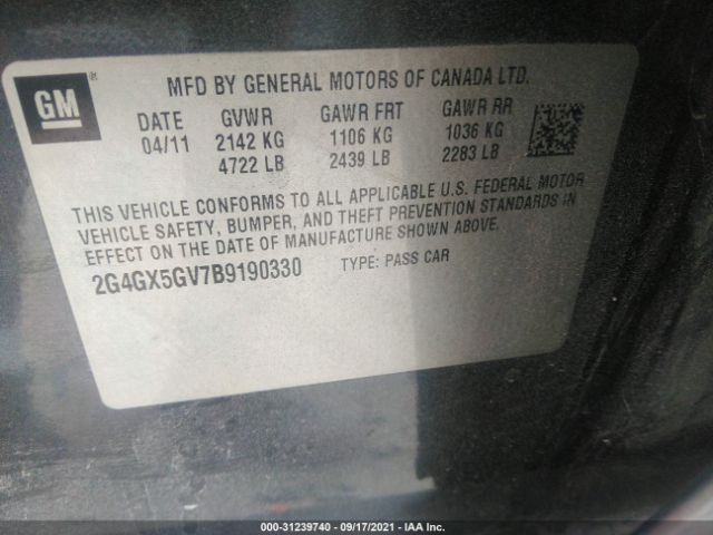 Photo 8 VIN: 2G4GX5GV7B9190330 - BUICK REGAL 