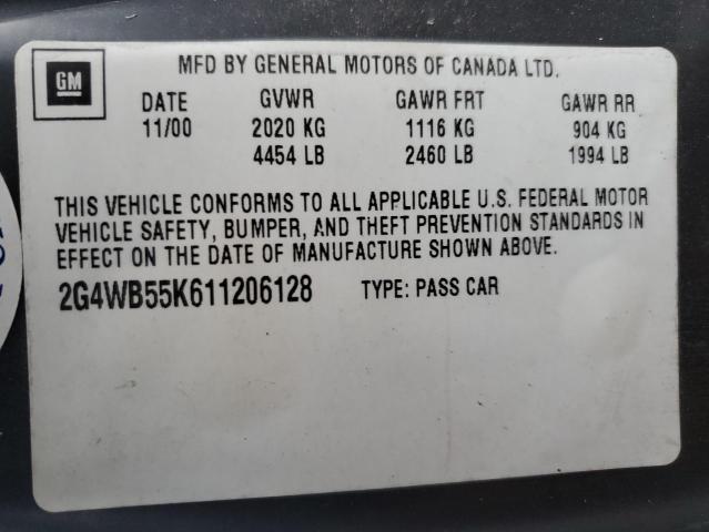 Photo 11 VIN: 2G4WB55K611206128 - BUICK REGAL 