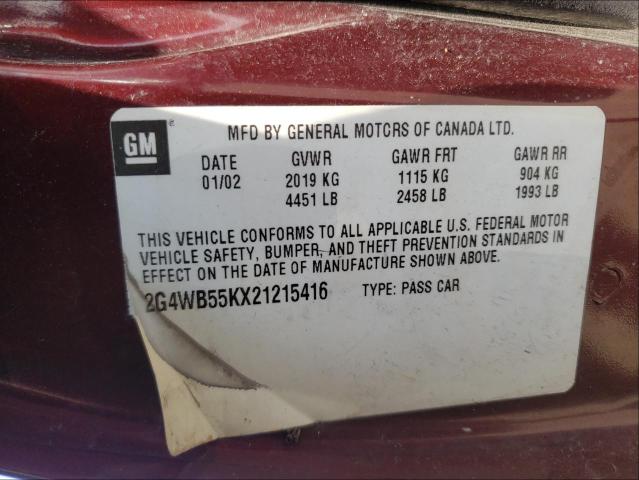 Photo 9 VIN: 2G4WB55KX21215416 - BUICK REGAL LS 