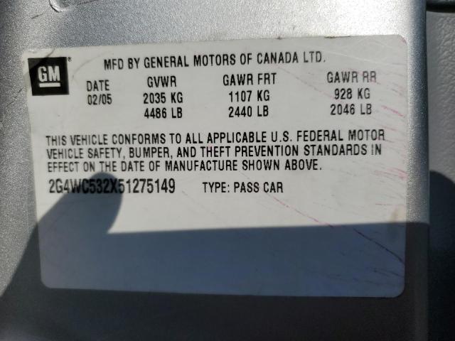 Photo 11 VIN: 2G4WC532X51275149 - BUICK LACROSSE C 