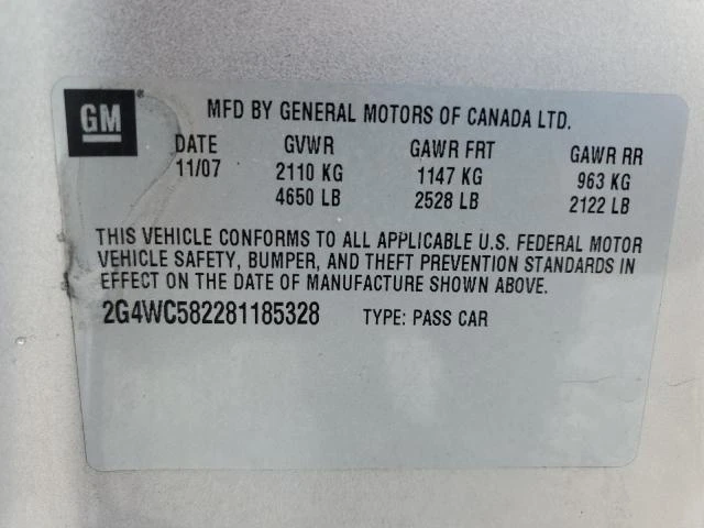 Photo 11 VIN: 2G4WC582281185328 - BUICK LACROSSE C 