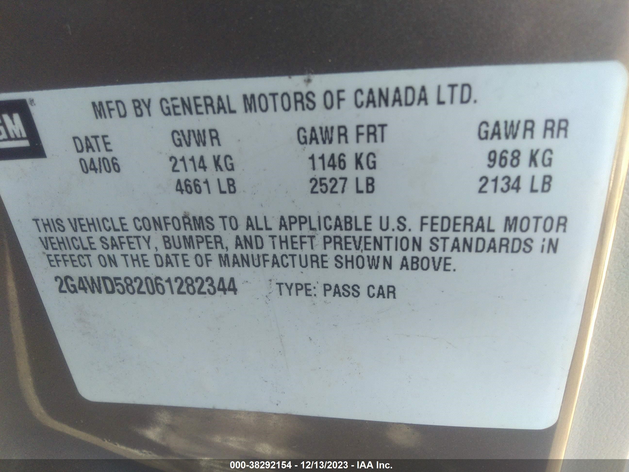 Photo 8 VIN: 2G4WD582061282344 - BUICK LACROSSE 