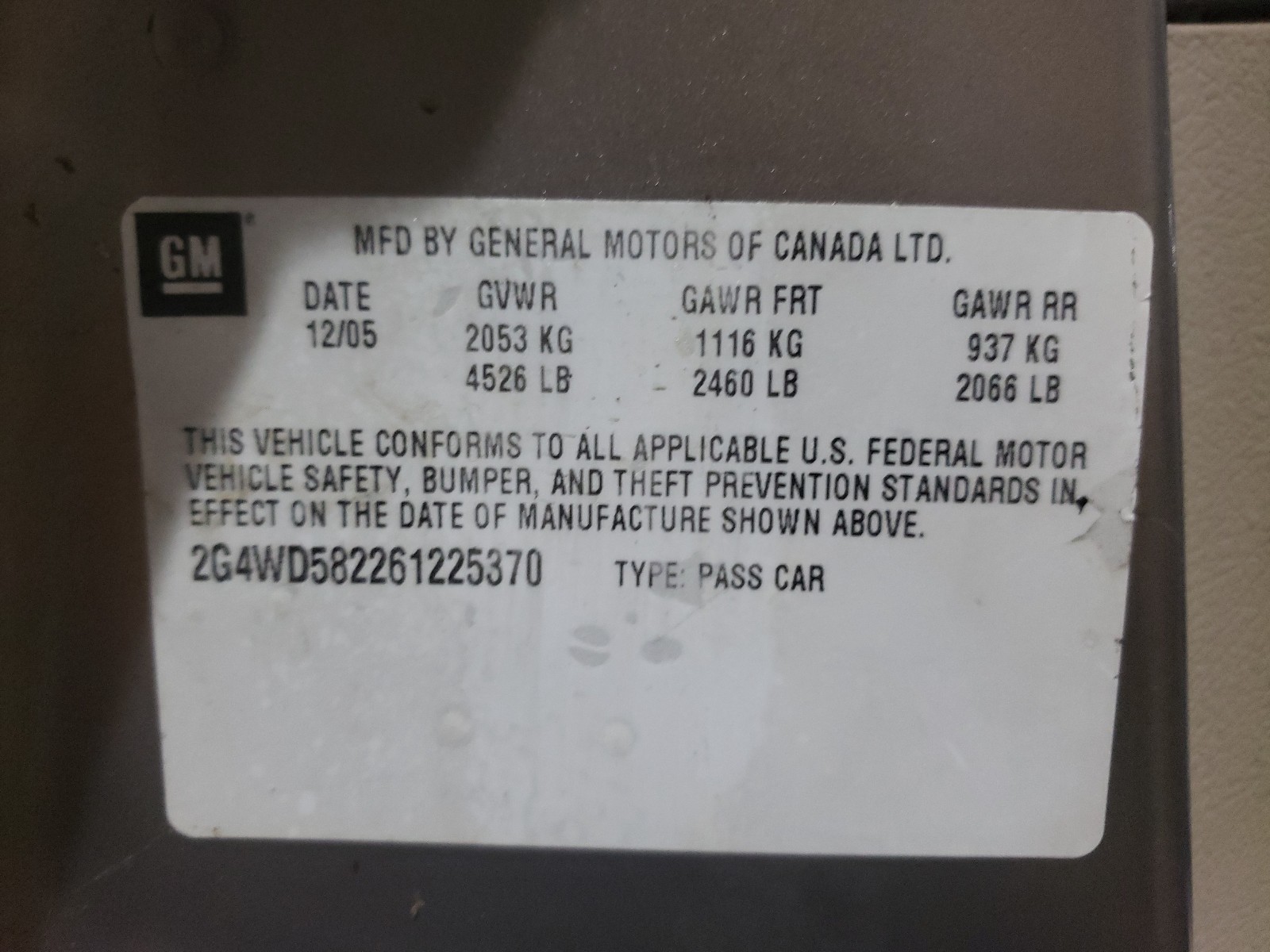 Photo 9 VIN: 2G4WD582261225370 - BUICK LACROSSE C 