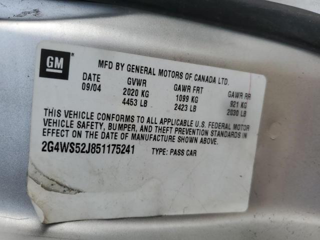 Photo 11 VIN: 2G4WS52J851175241 - BUICK CENTURY 