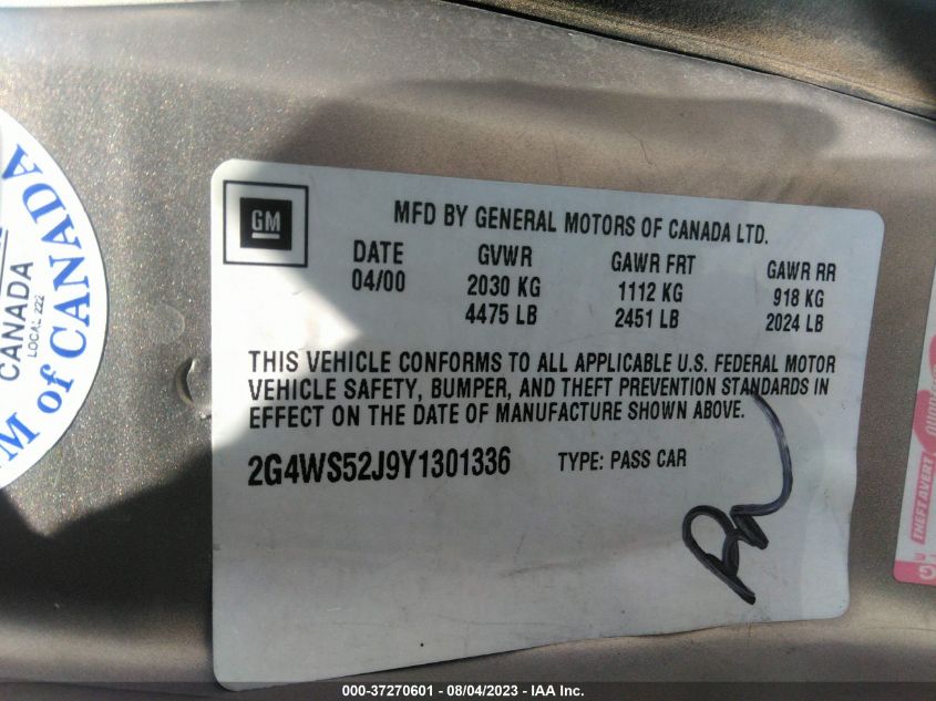 Photo 8 VIN: 2G4WS52J9Y1301336 - BUICK CENTURY 