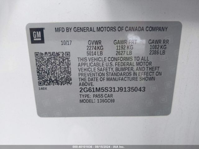 Photo 8 VIN: 2G61M5S31J9135043 - CADILLAC XTS 